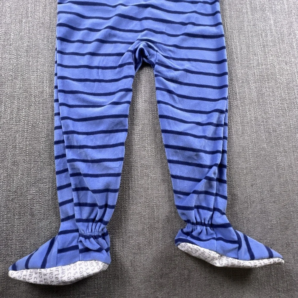Carter's One Piece Footed Pajamas Blue Stripe Embroidered Dump Truck Boys 4T NWT